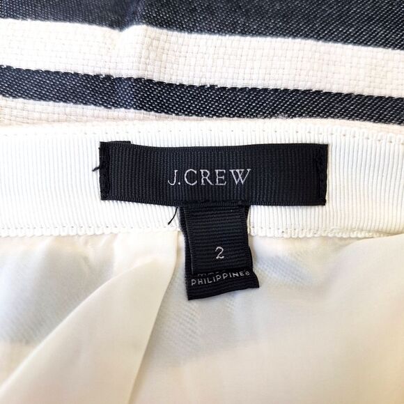 J. Crew Black & Cream Striped Pencil Skirt Sz 2 - Picture 7 of 14